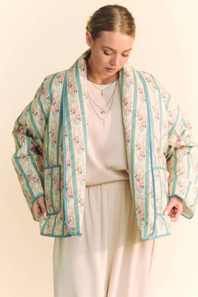Floral Quilted Throw On Jacket