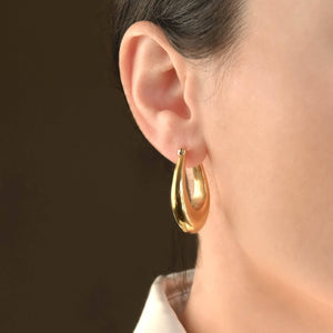 Chunky Gold Hoops - Lightweight Oval Hoop Earrings