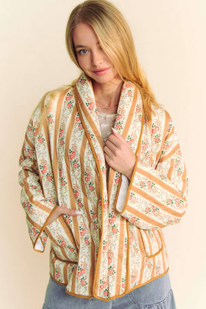 Floral Quilted Throw On Jacket