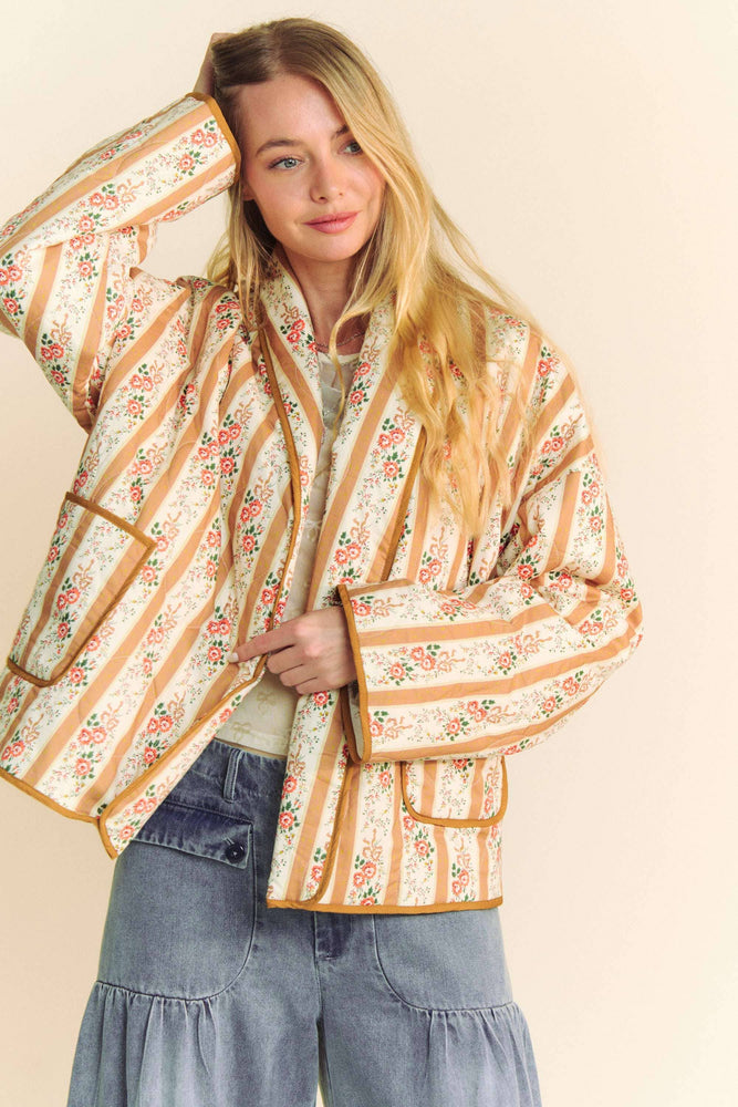Floral Quilted Throw On Jacket
