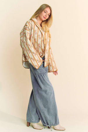 Floral Quilted Throw On Jacket