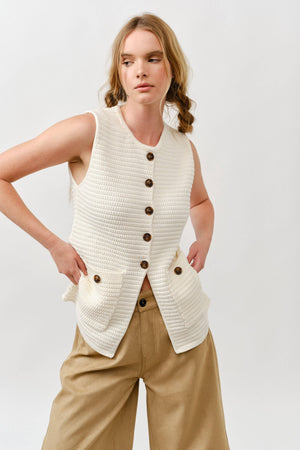 Button Down Sweater Vest - Mocha
