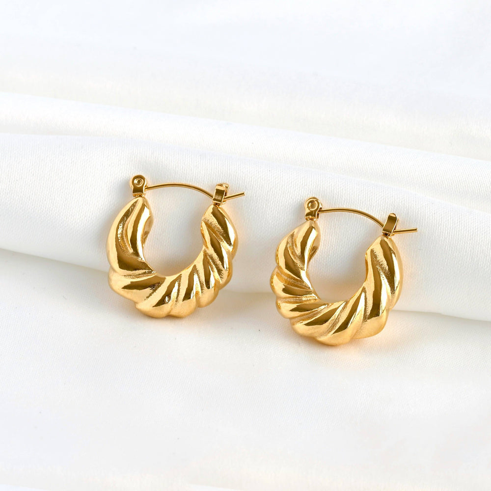 Chunky Croissant Hoops - Small Twisted Hoop Earrings