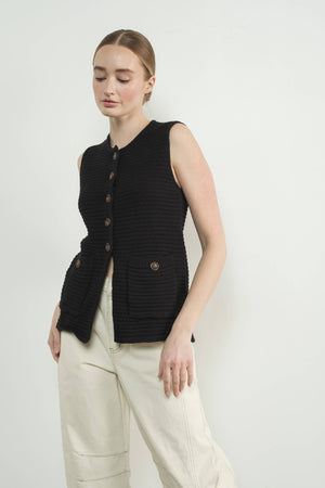Button Down Sweater Vest - Mocha