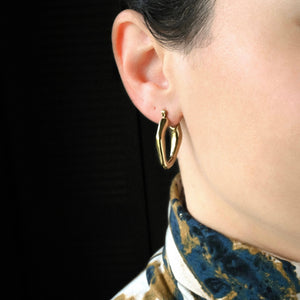 Thin Figure Hoops - Waterproof 18k Gold Molten Hoop Earrings
