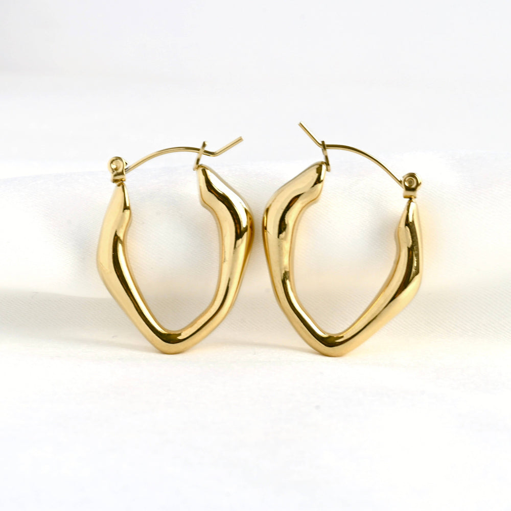Thin Figure Hoops - Waterproof 18k Gold Molten Hoop Earrings