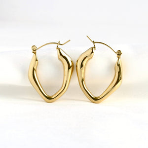 Thin Figure Hoops - Waterproof 18k Gold Molten Hoop Earrings