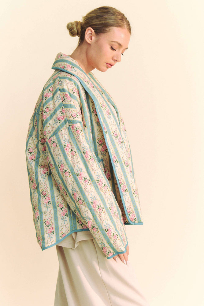 Floral Quilted Throw On Jacket