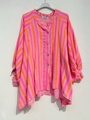 Cotton Gauze Button Up ~ Striped