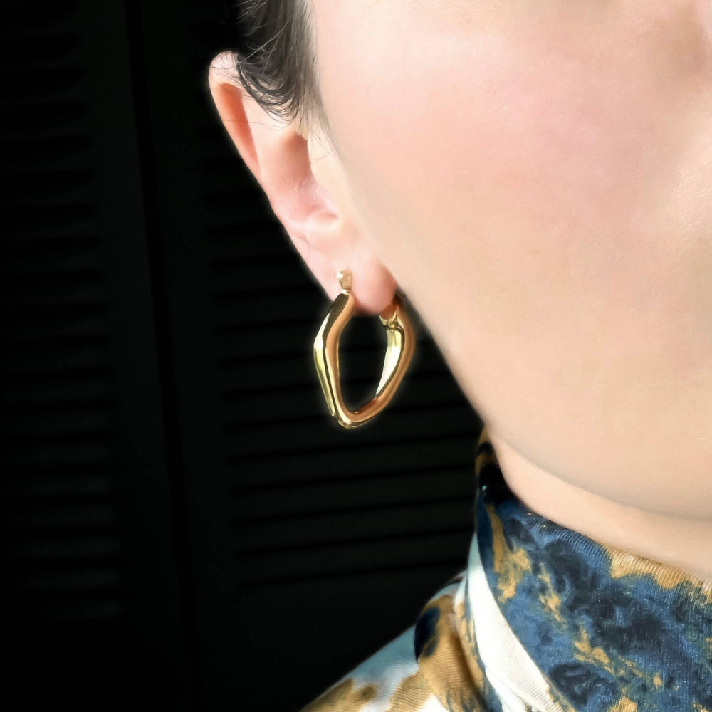 Thin Figure Hoops - Waterproof 18k Gold Molten Hoop Earrings