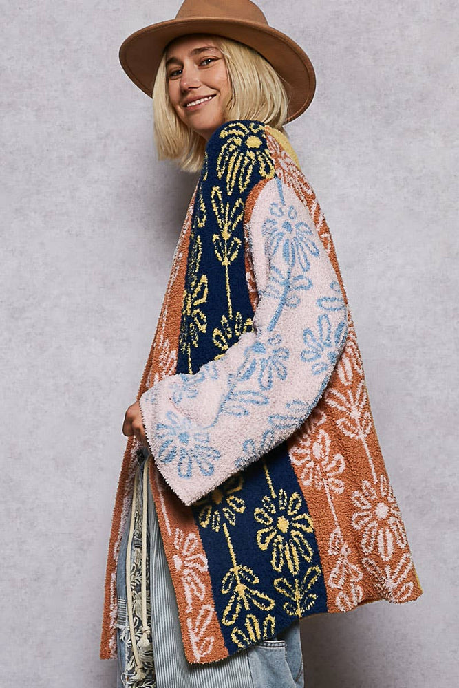 Floral Printed Berber Cardigan