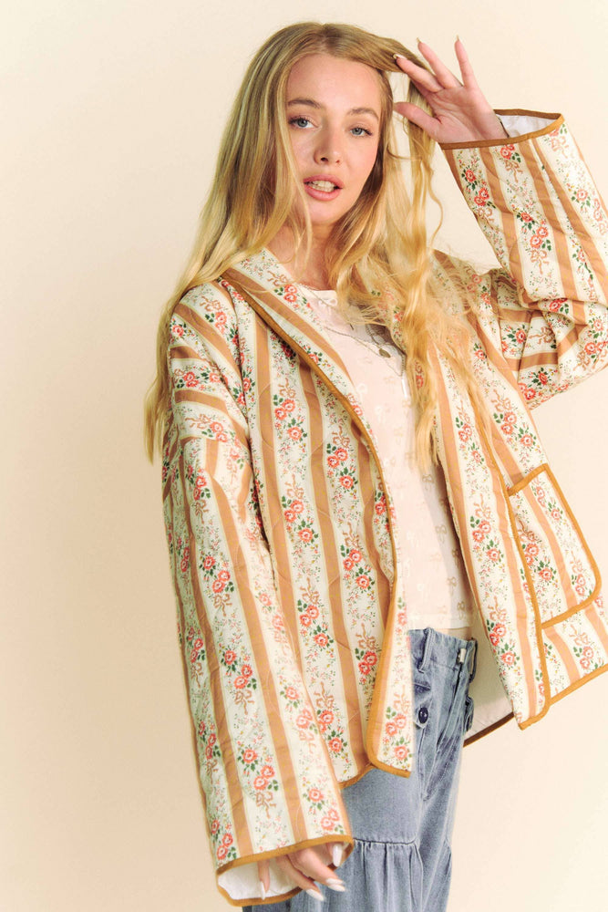 Floral Quilted Throw On Jacket