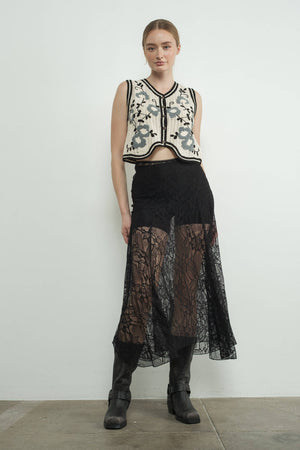 Embroidered Floral Crochet Vest