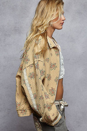 Long Sleeve Double Gauze Floral Woven Jacket