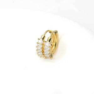 Baguette Diamond Hoops - Tarnish-free Small CZ Hoop Earrings