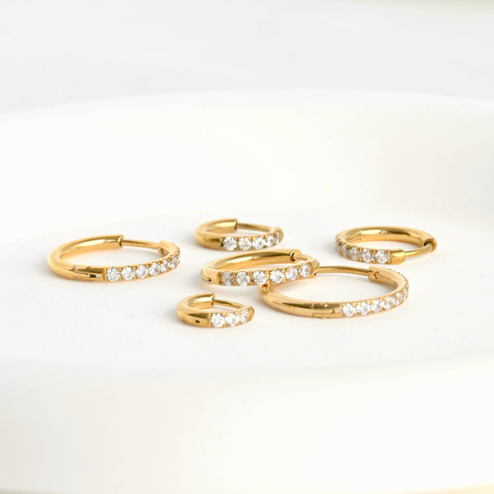 Pave Diamond Hoops - Tarnish-free Diamond Hoop Earrings