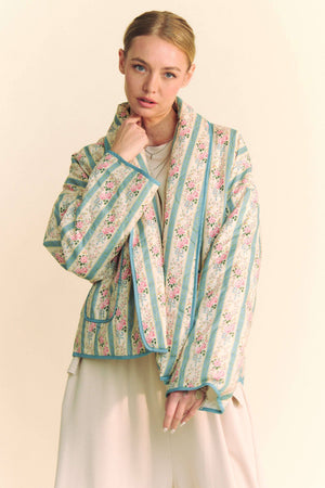 Floral Quilted Throw On Jacket