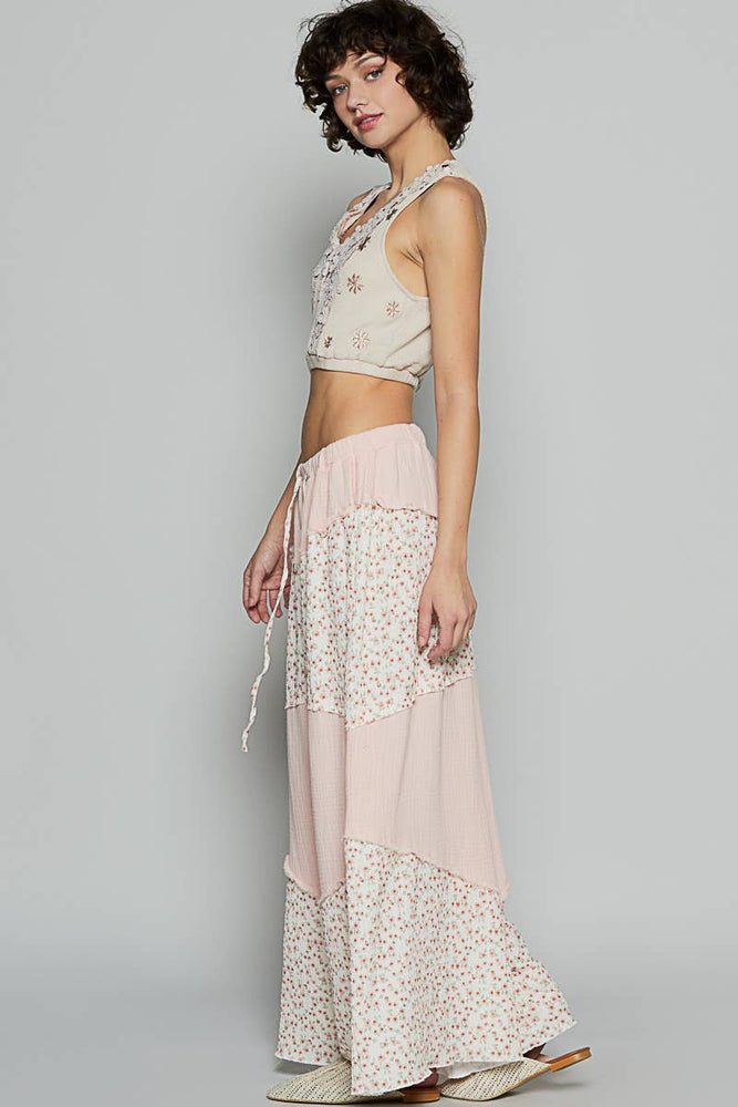 Contrast Floral Tiered Pant