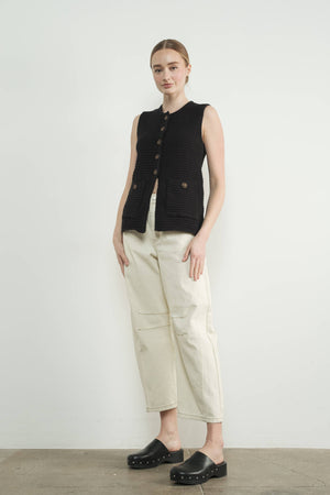 Button Down Sweater Vest - Mocha