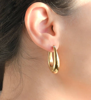 Chunky Gold Hoops - Lightweight Oval Hoop Earrings