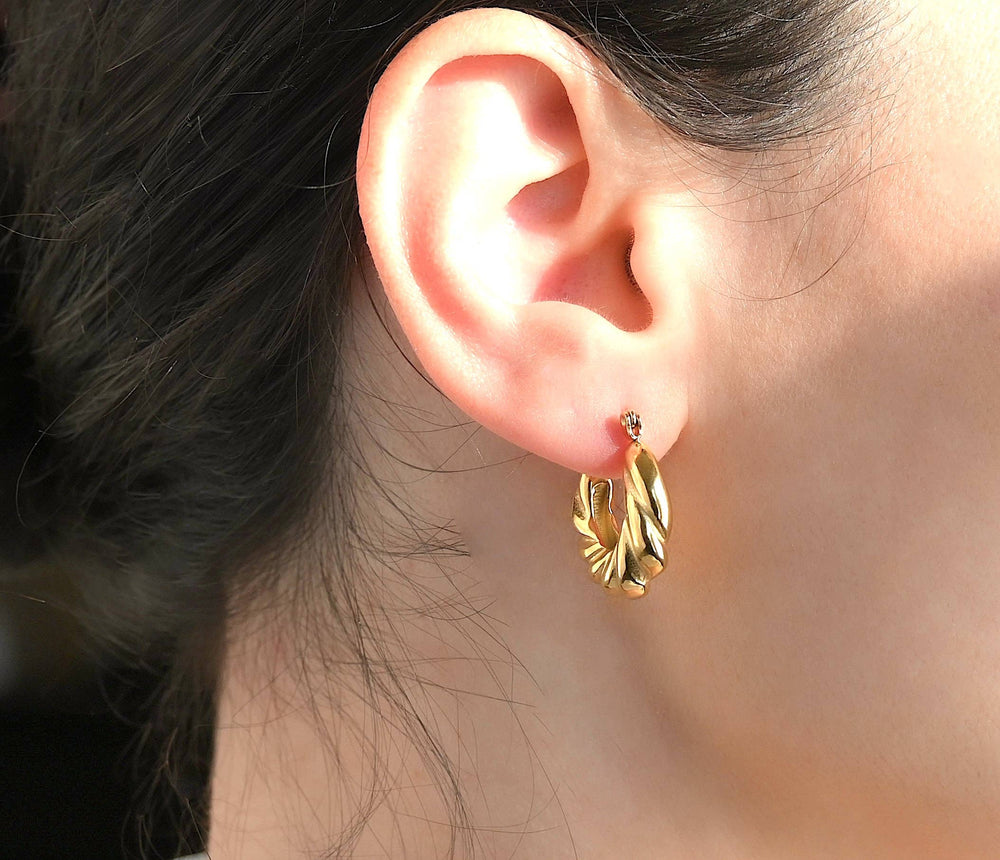 Chunky Croissant Hoops - Small Twisted Hoop Earrings