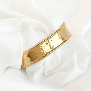Hammered Cuff Bracelet - Waterproof Gold Statement Cuff