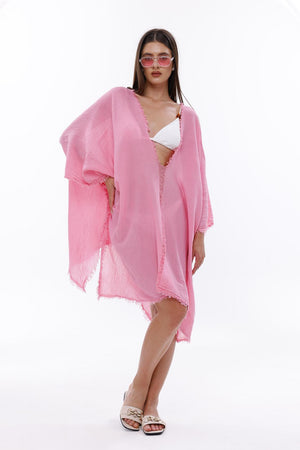 Bamboo Gauze Kaftan Raw Helm Cover-Up