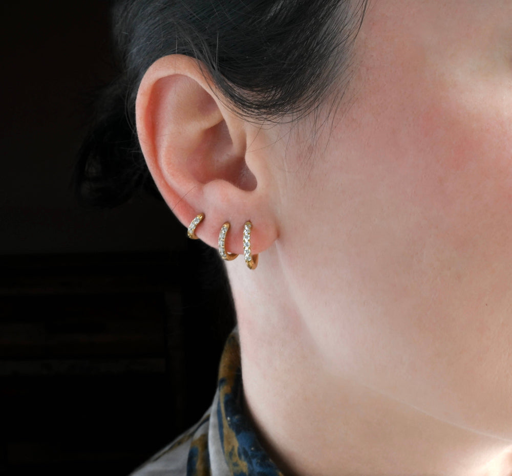 Pave Diamond Hoops - Tarnish-free Diamond Hoop Earrings