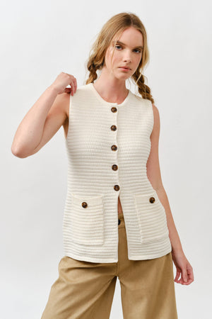 Button Down Sweater Vest - Mocha