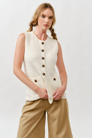 Button Down Sweater Vest - Mocha