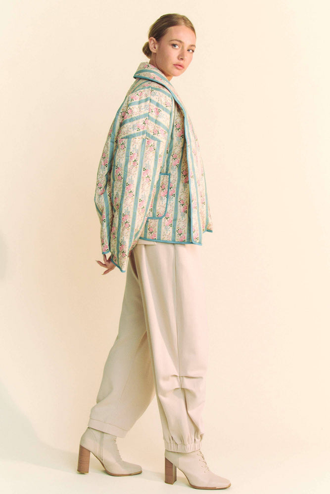 Floral Quilted Throw On Jacket