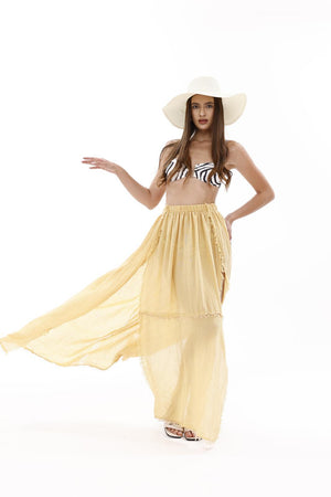 Bamboo Gauze Beach Cover-Up Raw Hem Skirt