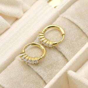 Baguette Diamond Hoops - Tarnish-free Small CZ Hoop Earrings