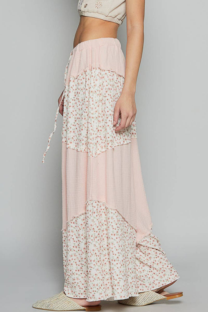 Contrast Floral Tiered Pant