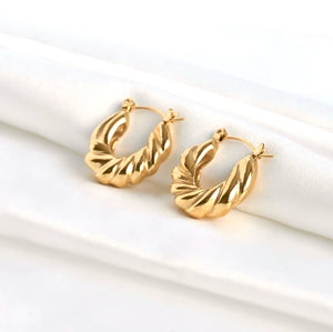 Chunky Croissant Hoops - Small Twisted Hoop Earrings