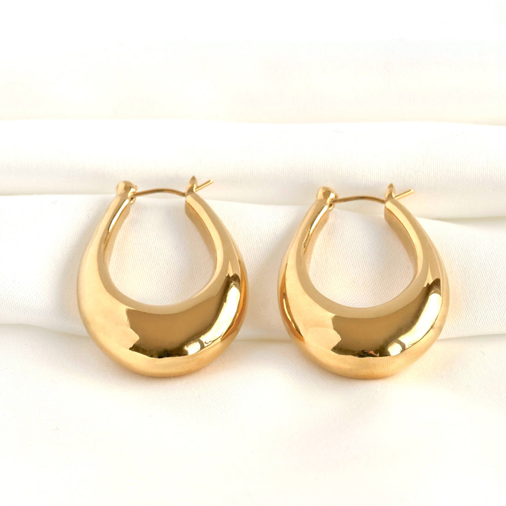 Chunky Gold Hoops - Lightweight Oval Hoop Earrings