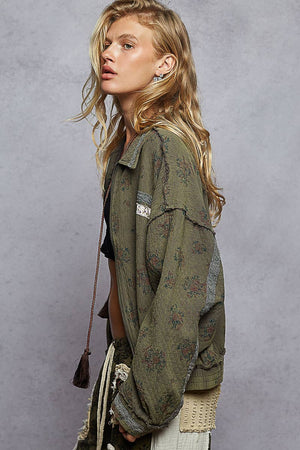 Long Sleeve Double Gauze Floral Woven Jacket