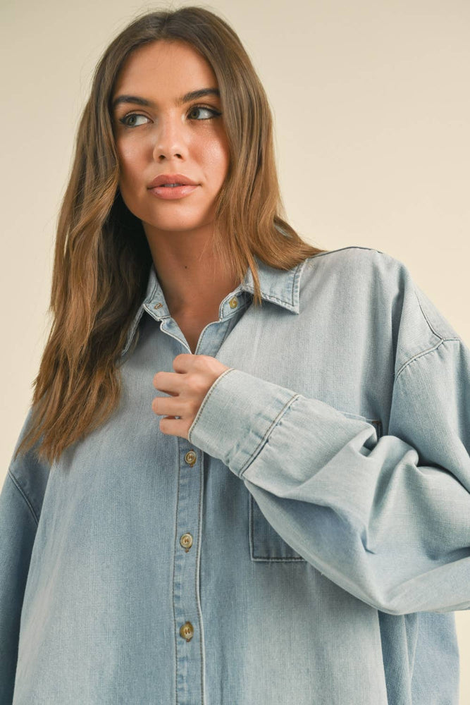 Relaxed Denim Button Down Shirt