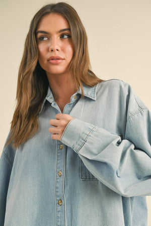 Relaxed Denim Button Down Shirt