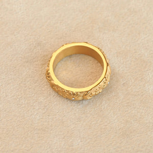 Sun, Moon, Stars Ring - Embossed Celestial Ring
