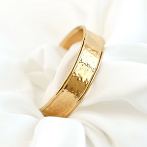 Hammered Cuff Bracelet - Waterproof Gold Statement Cuff