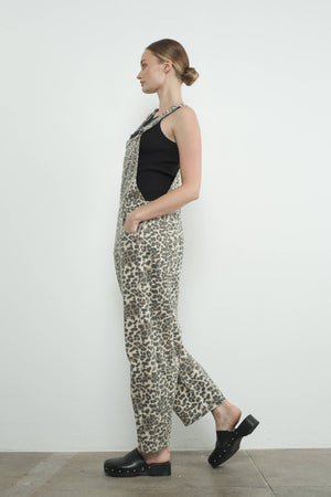 Leopard Print Denim Overalls