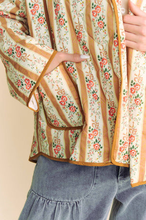 Floral Quilted Throw On Jacket