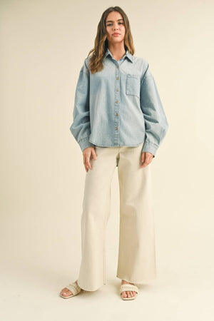 Relaxed Denim Button Down Shirt