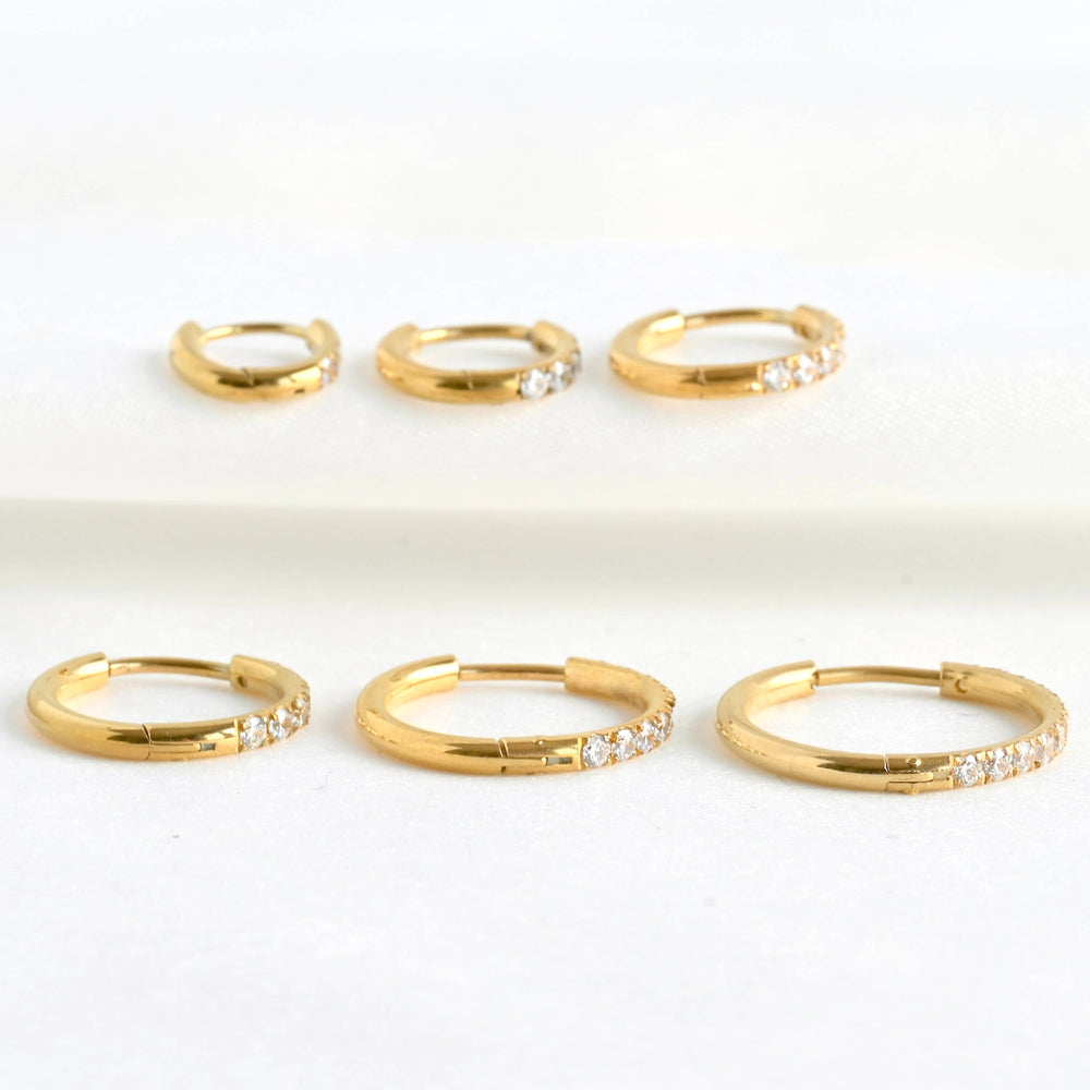 Pave Diamond Hoops - Tarnish-free Diamond Hoop Earrings