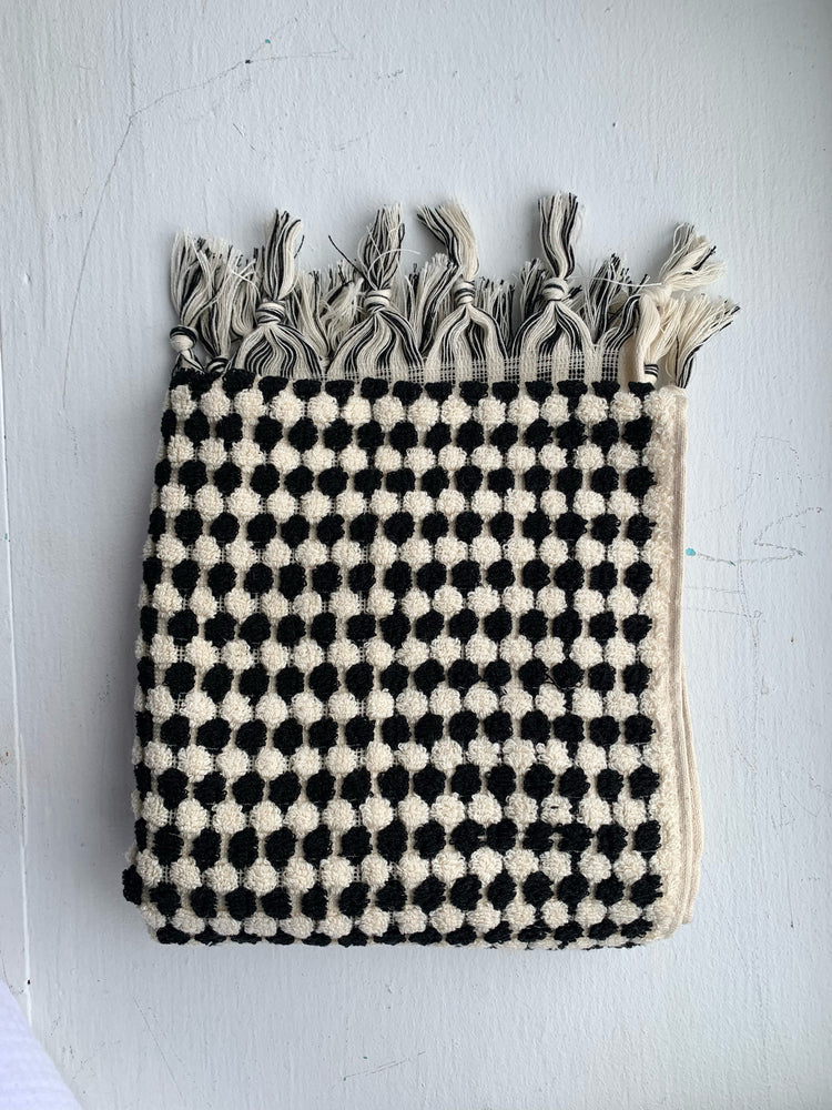 Black and White Pom Pom Hand Towel