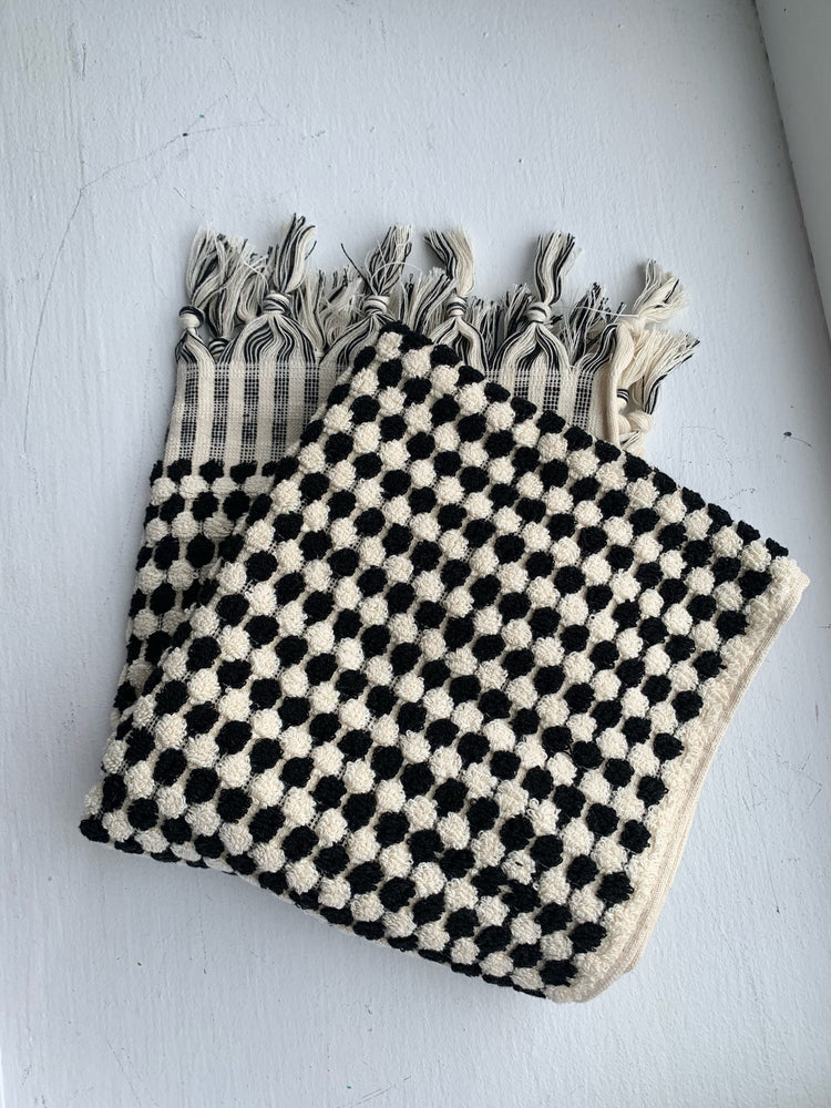 Black and White Pom Pom Hand Towel Bundle