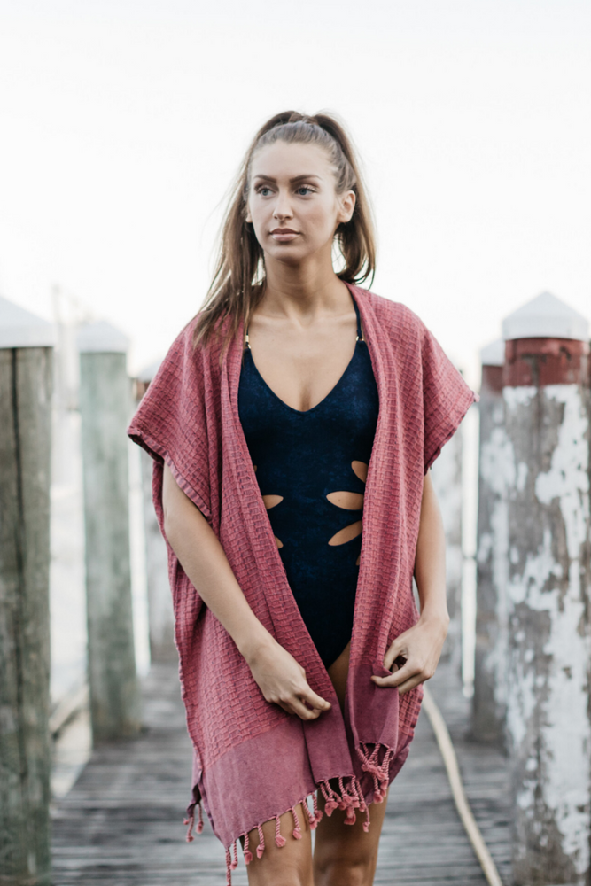 
            
                Load image into Gallery viewer, Bamboo Cover-up Vest in Ruby
            
        