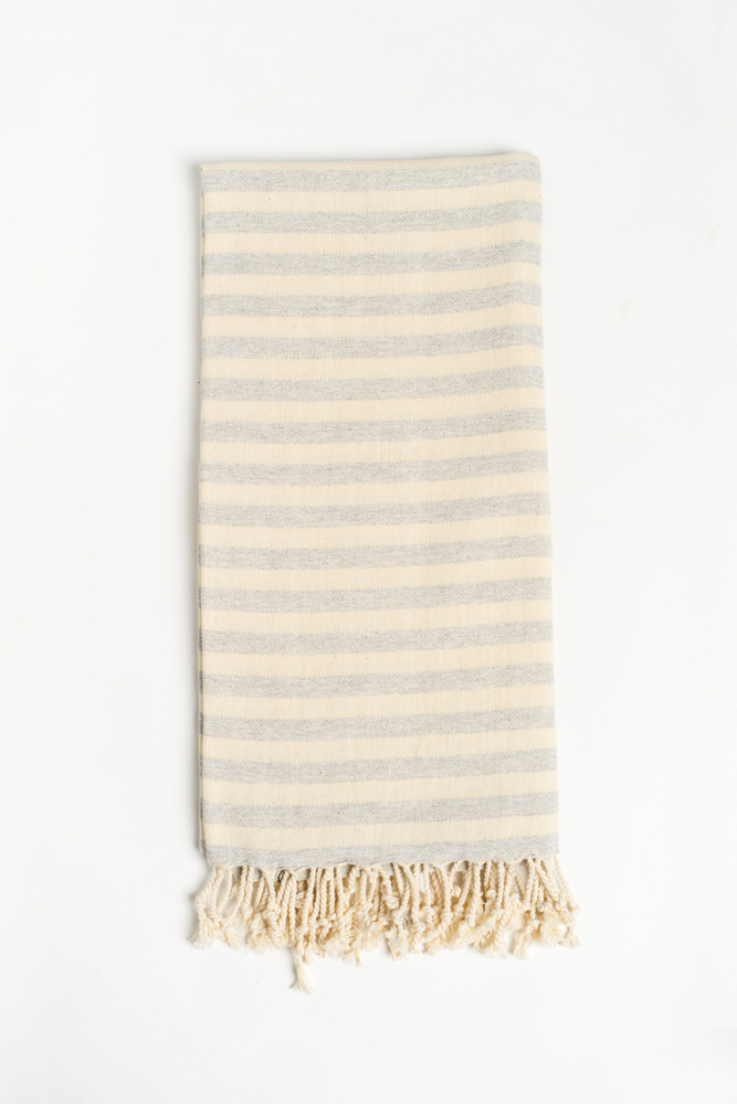 
            
                Load image into Gallery viewer, Stripe Turkish Towel in Grey
            
        