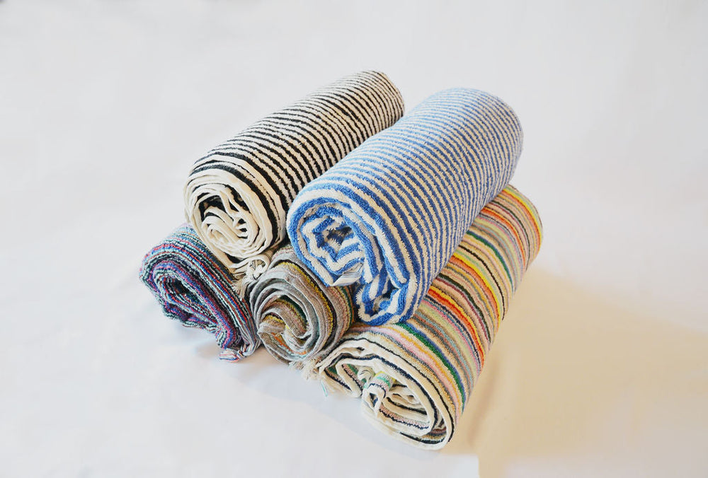 Striped Jewel Towel-Blanket with Tassels